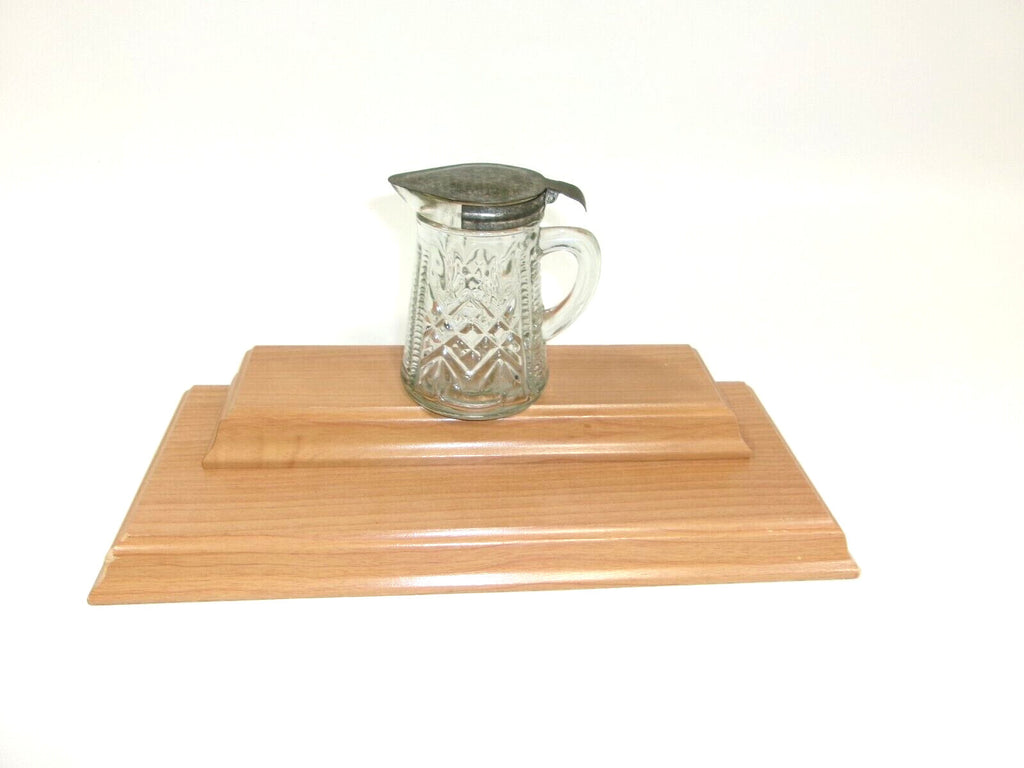 Heavy Glass Ribbed Textured Antique Molasses Syrup Dispenser w/ Metal LID