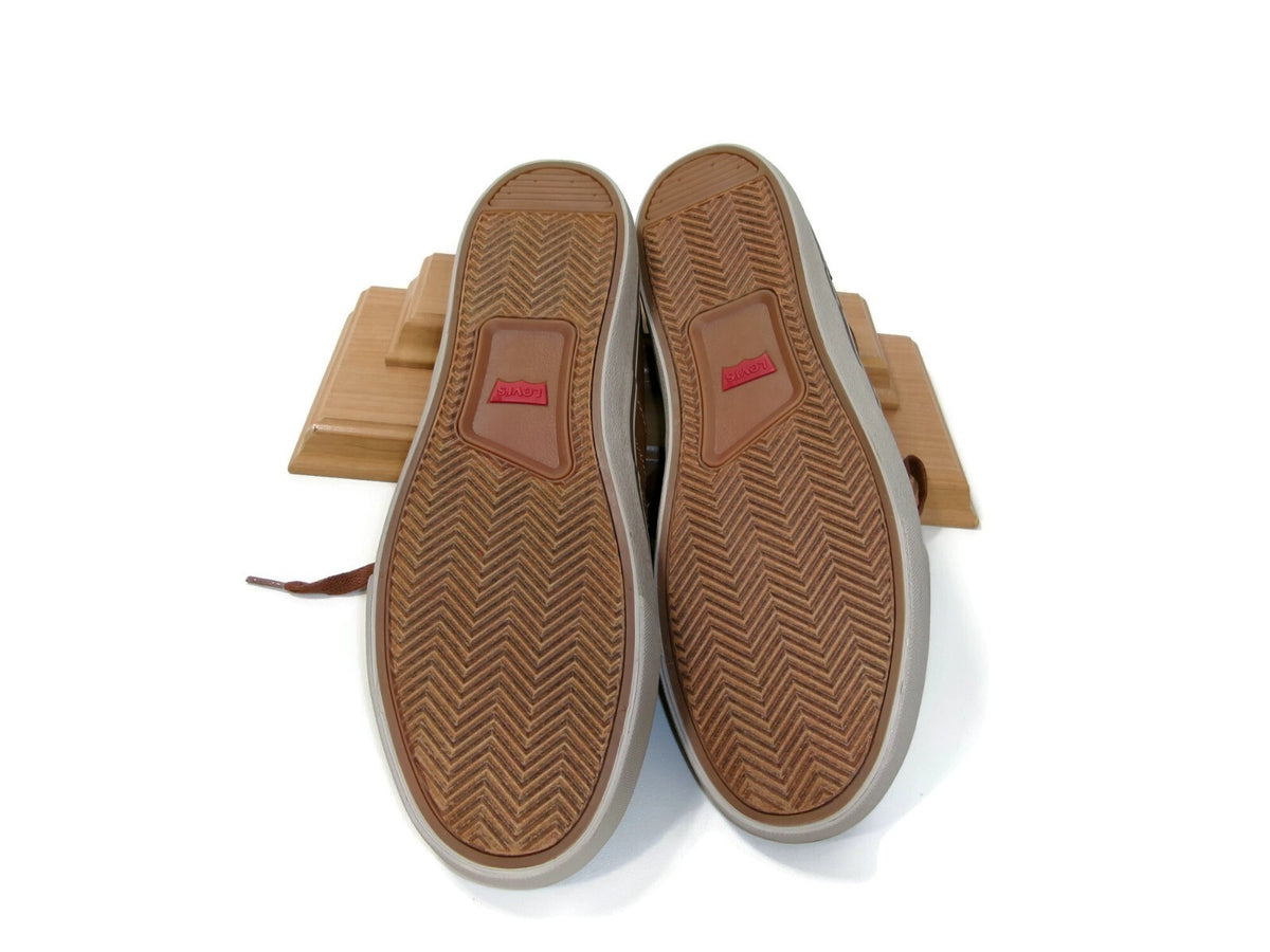 Levis Mens Miles Perforated Sneakers Shoes Size 12 Brown Tan Lace Up Comfort New