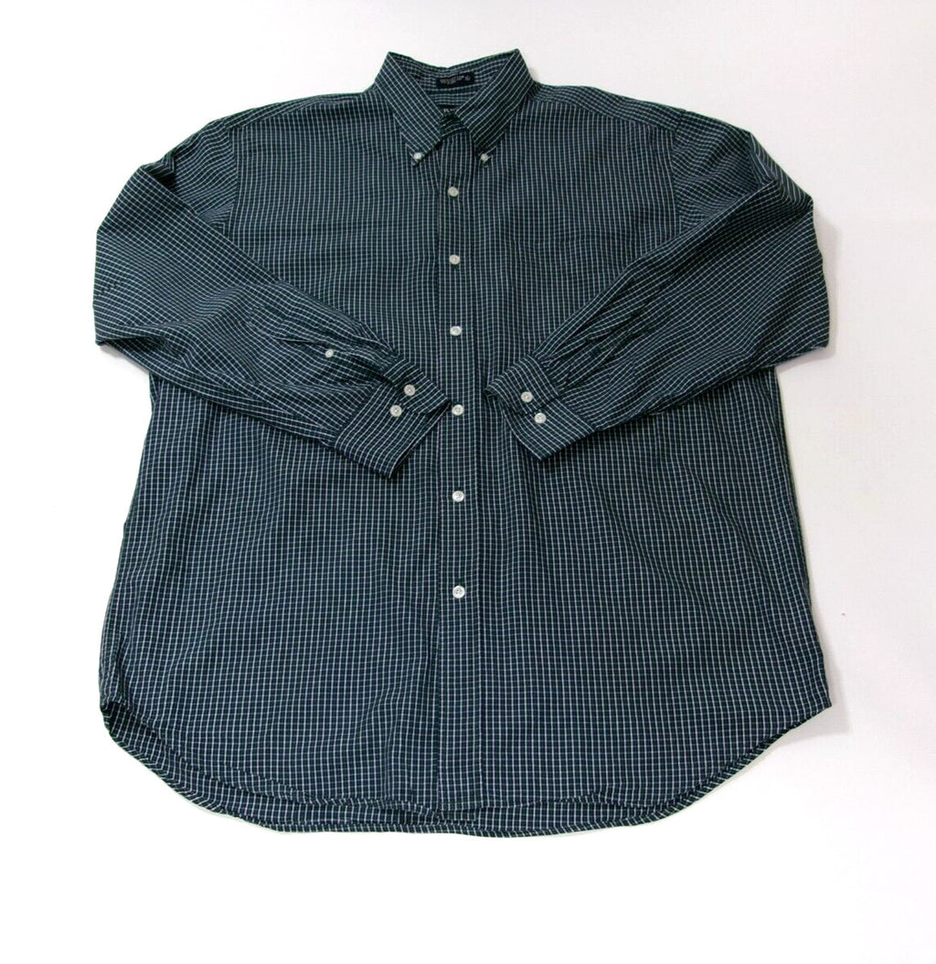 Mens BRITCHES Plaid Shirt Size XL GREEN Black White Button Down Long Sleeve
