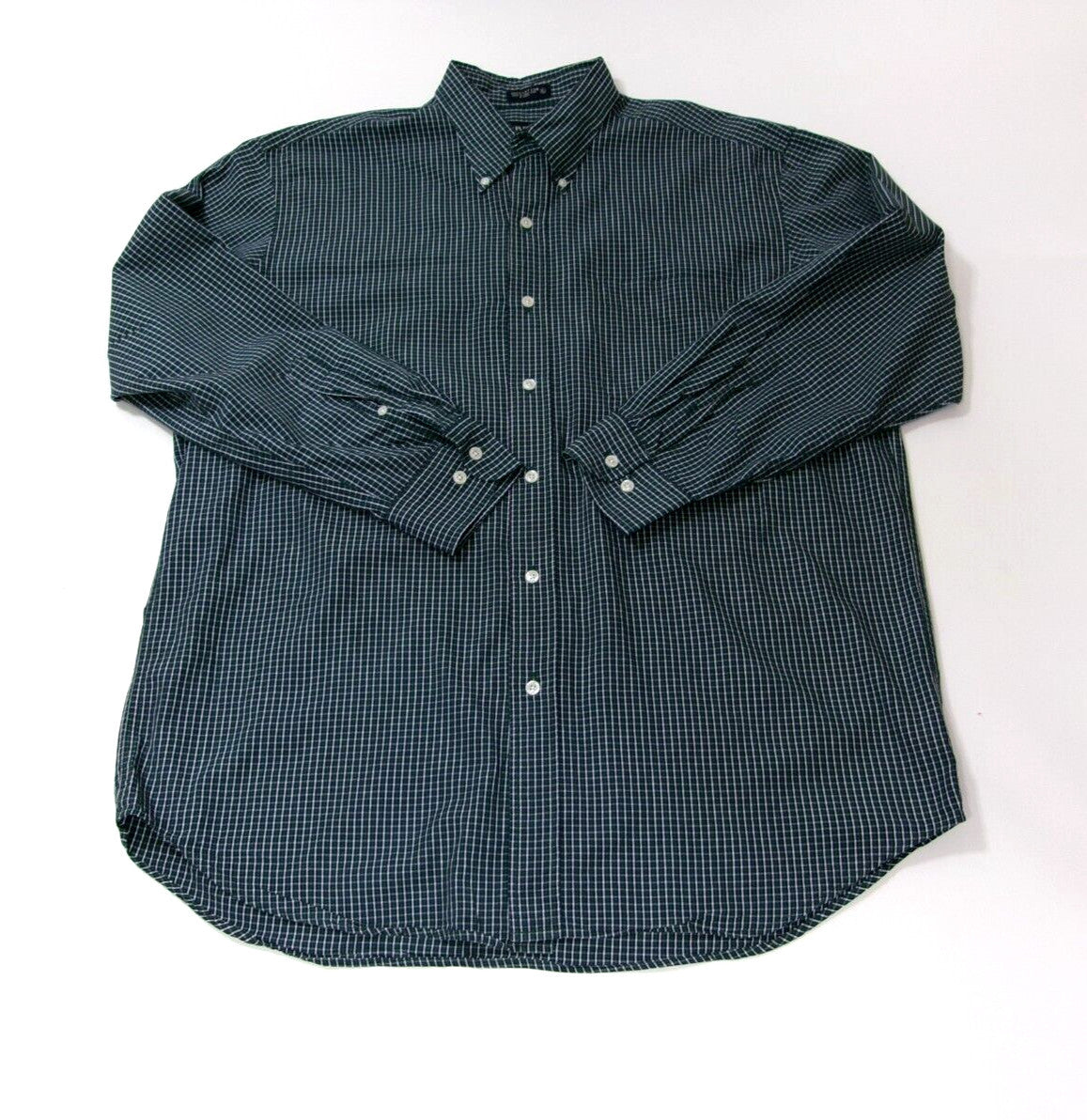 Mens BRITCHES Plaid Shirt Size XL GREEN Black White Button Down Long Sleeve
