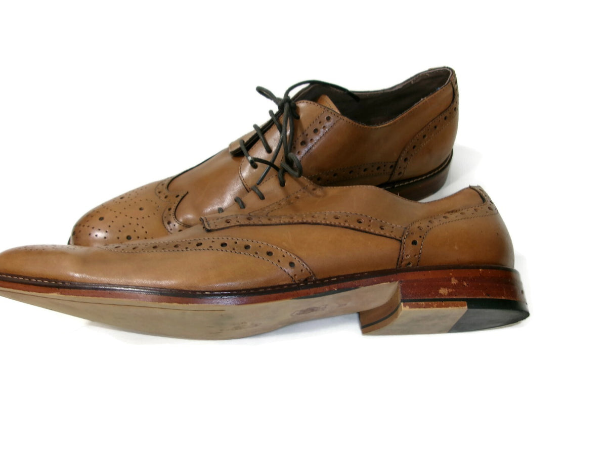 Joseph Abboud Mens Shoes Size 13 Genuine Italian Tan Leather Wing Tip Oxfords