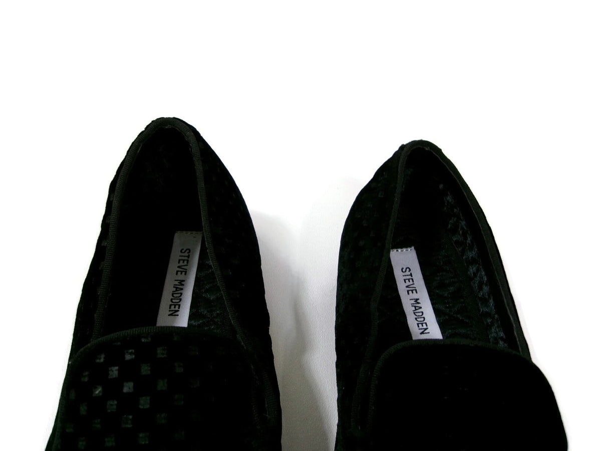 Mens Steve Madden  Black Velvet Tuxedo Jacquard Dress Shoes Size 10 M Slip Ons