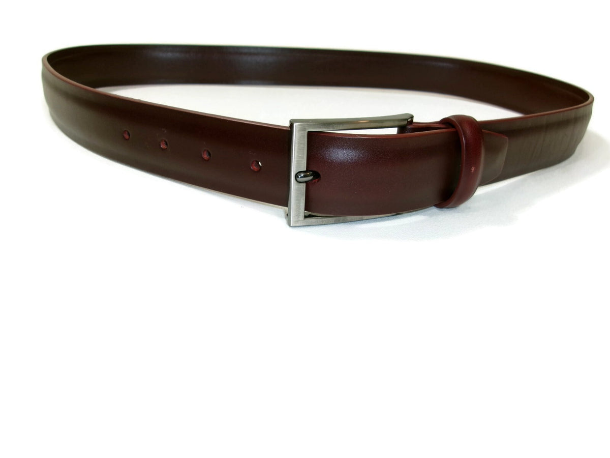 The Tie Bar Redish Burgundy Leather Mens Belt Size M Medium 43"