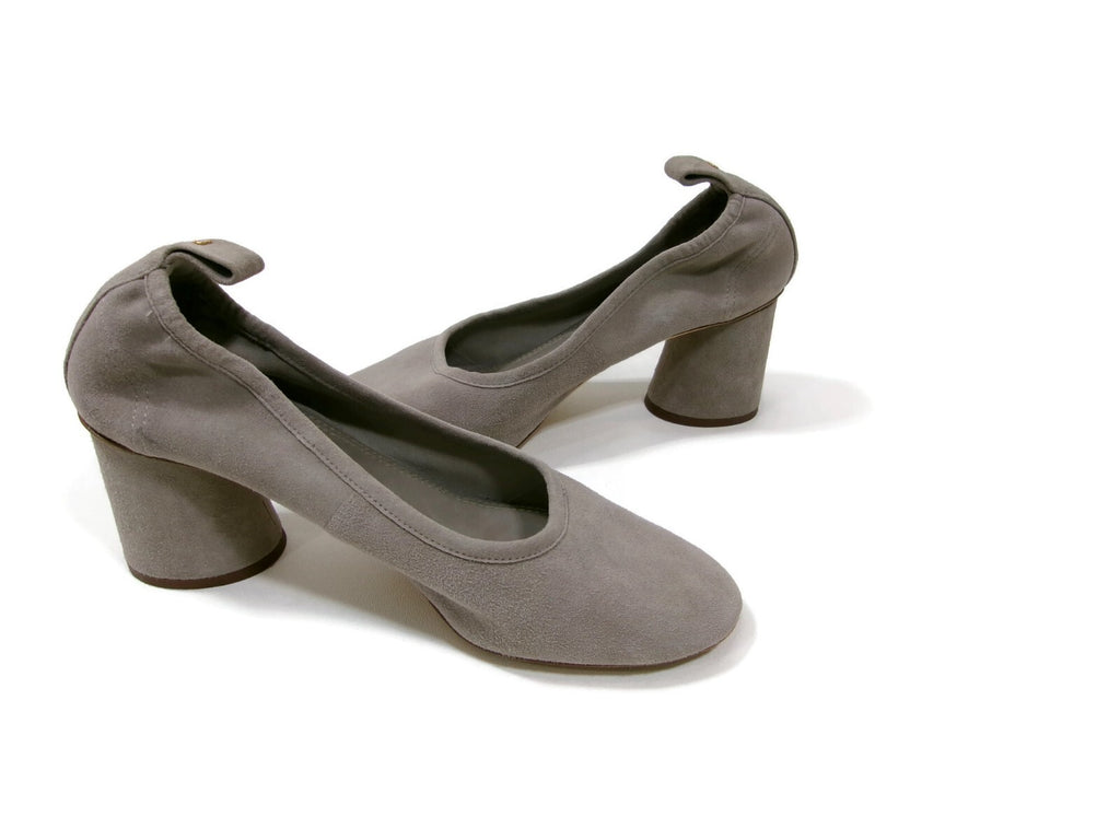 Tory Burch Womens Stylish Taupe Beige Block Heel Slip On Pumps Shoes Size 8.5 M