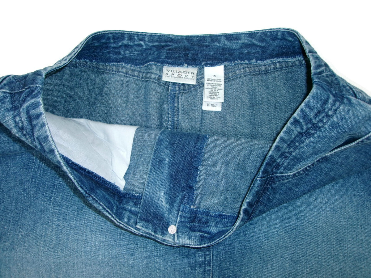 Womens Villager Sport by Liz Claiborne Modest Long  Denim Jean Skirt Size 14