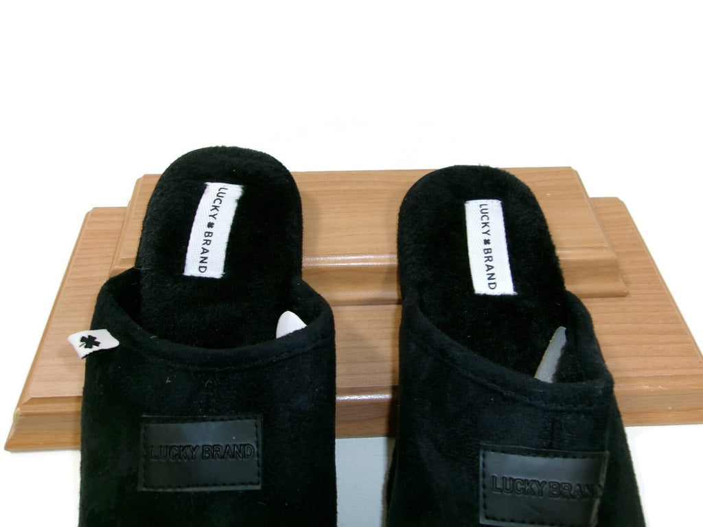 Lucky Brand Boys Mens Black Micro-Suede  Slippers Plush Comfort Lining Size 5 M