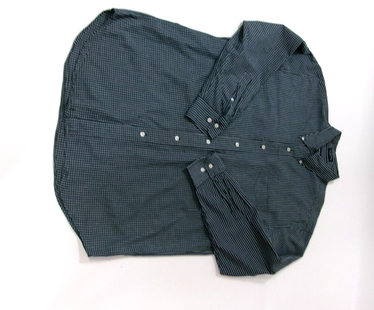 Mens BRITCHES Plaid Shirt Size XL GREEN Black White Button Down Long Sleeve