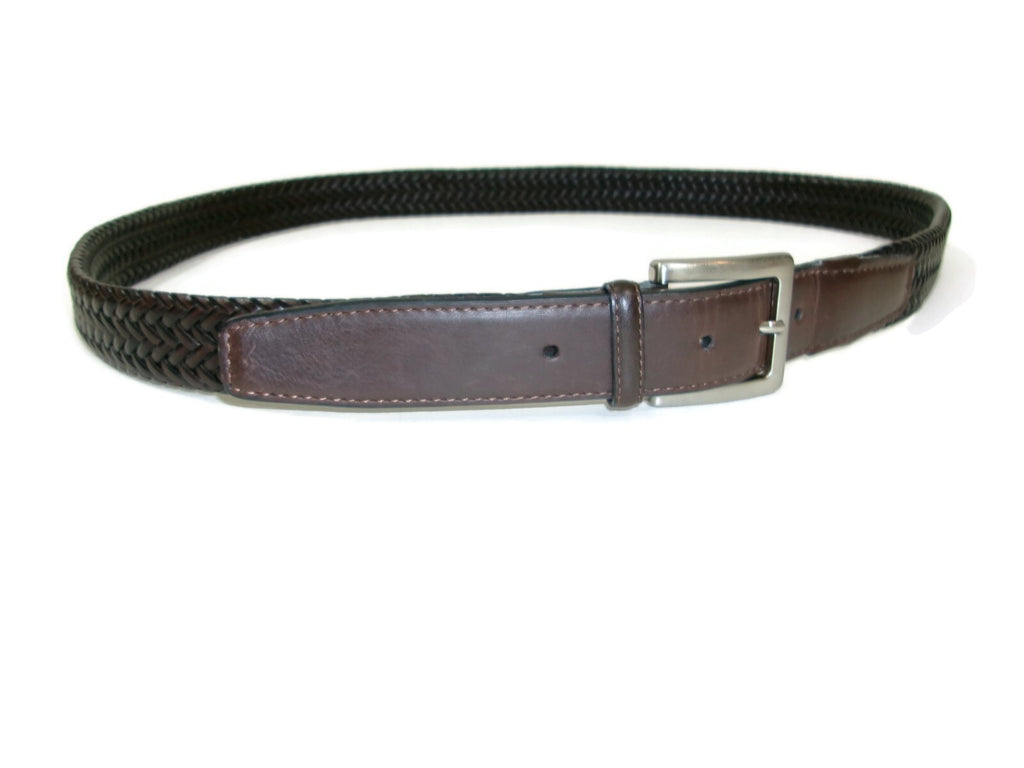 Brown Handcrafted Bonded Leather Mens Casual to Dress Belt Size 50 Silver Buckle