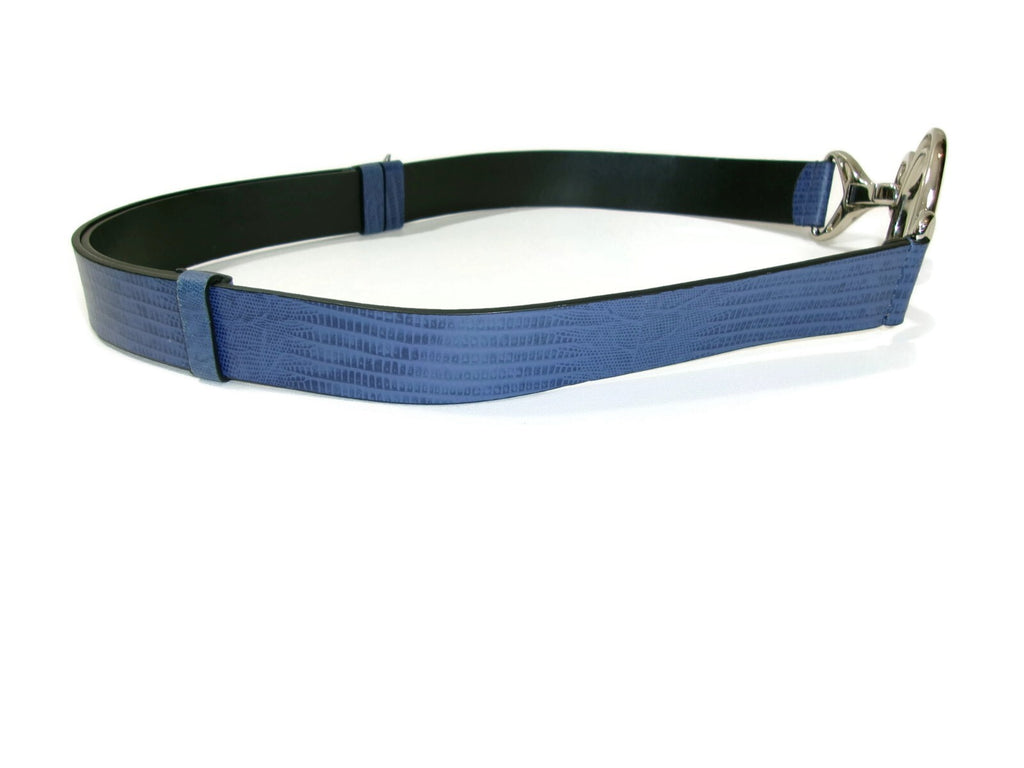 Chicos Womens Blue ish Purple Belt Snake Print Metal Large Buckle Size M / L