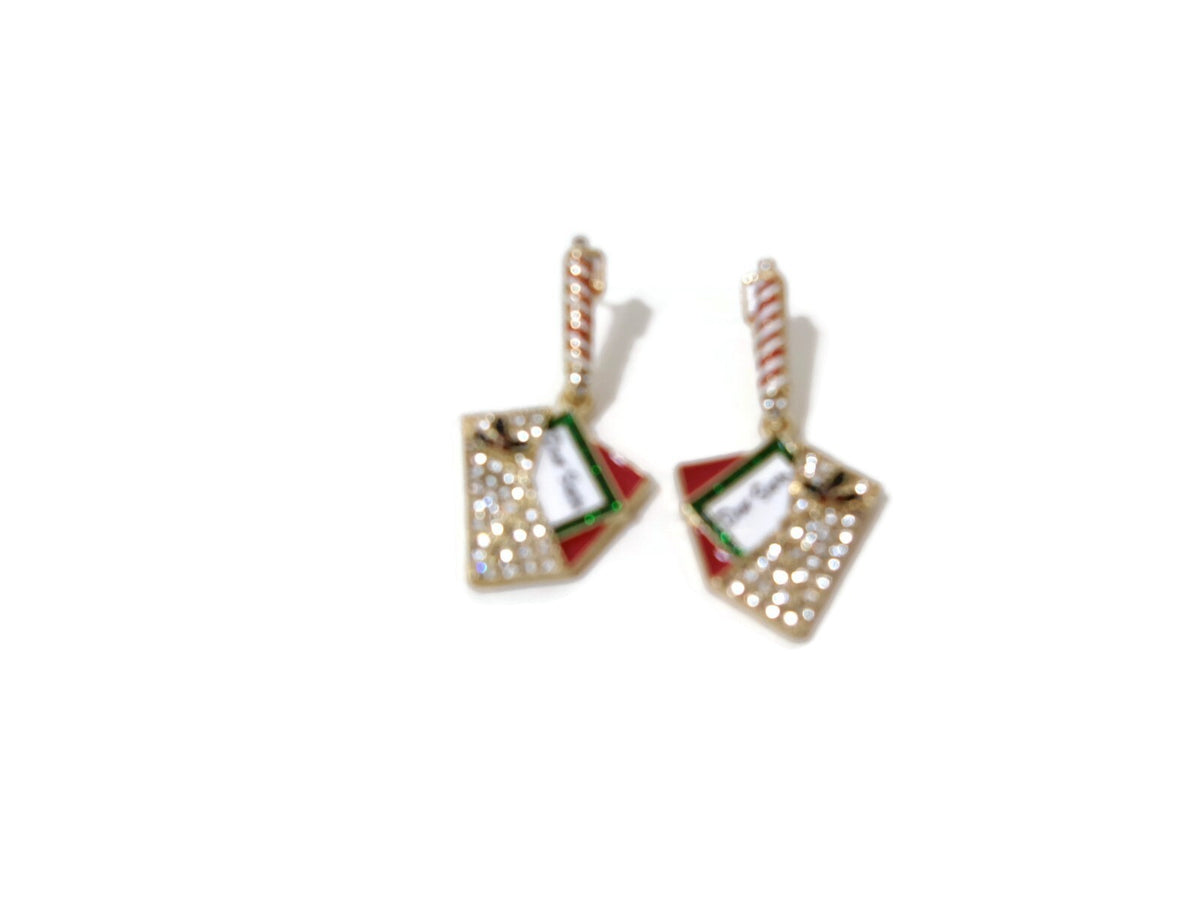 Dear Santa Letter to Santa Holiday Mail Candy Cane Christmas  Drop Earrings Cute