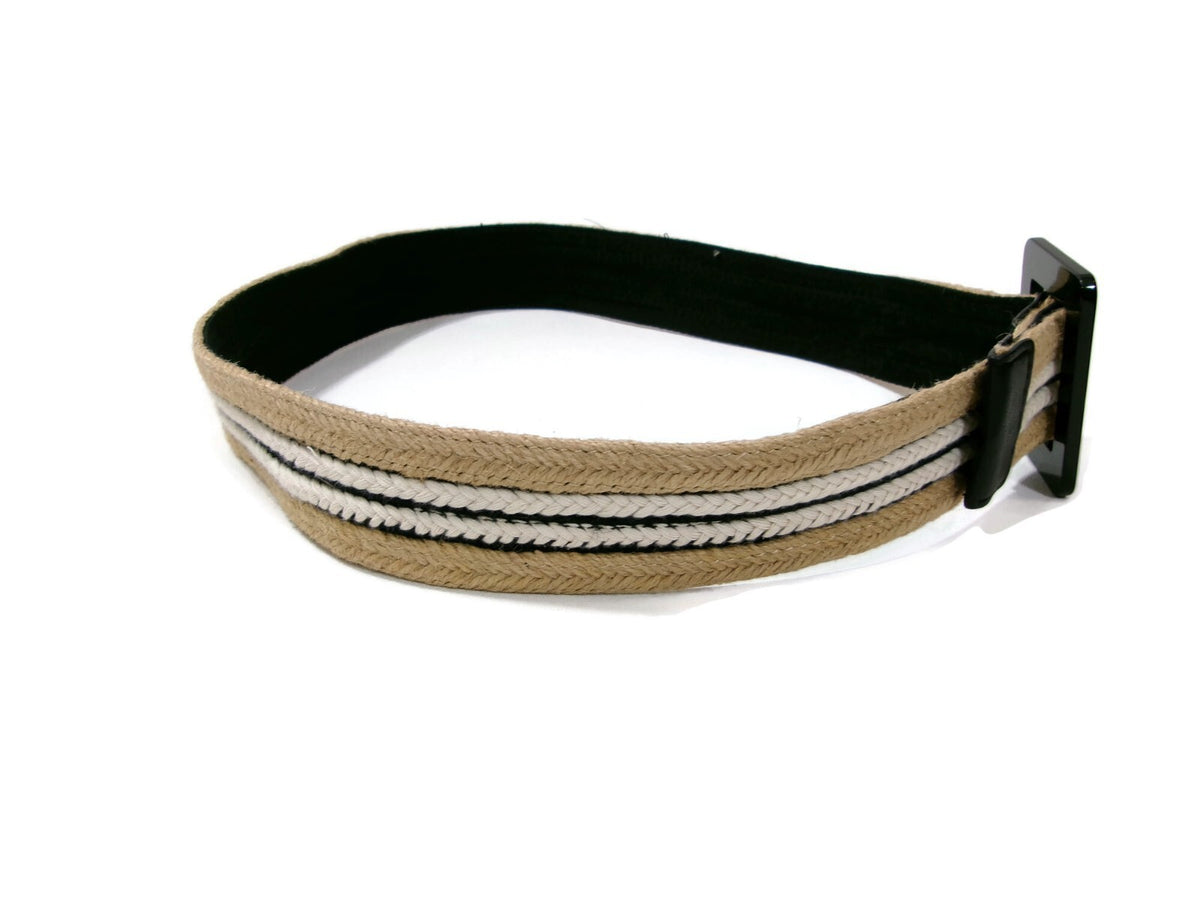 Banana Republic Womens Braided Rafia Style Belt Wheat Black Cream Size S Small