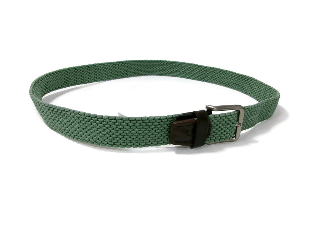Fish Hippe Mens Sage Green Stretch Woven Belt  Leather Accents Size L Large $79