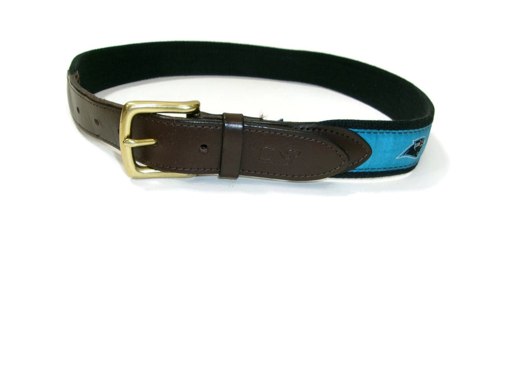 Vineyard Vines Mens Carolina Panthers Logo Team Belt Blue Size 30 Canvas Leather