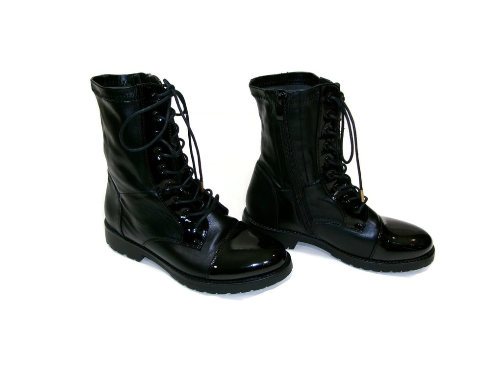 Azalea Wang Womens Teen Girls Black Lace Up Mid Ankle Boots w/Side Zip Size 7 M