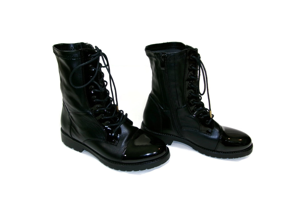 Azalea Wang Womens Teen Girls Black Lace Up Mid Ankle Boots w/Side Zip Size 7 M