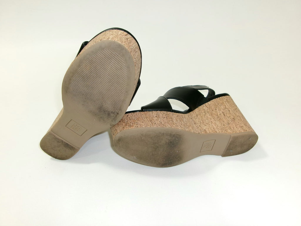 No Boundaries Womems Black Sandals Shoes Size 7 M High Wedge Platform Heels