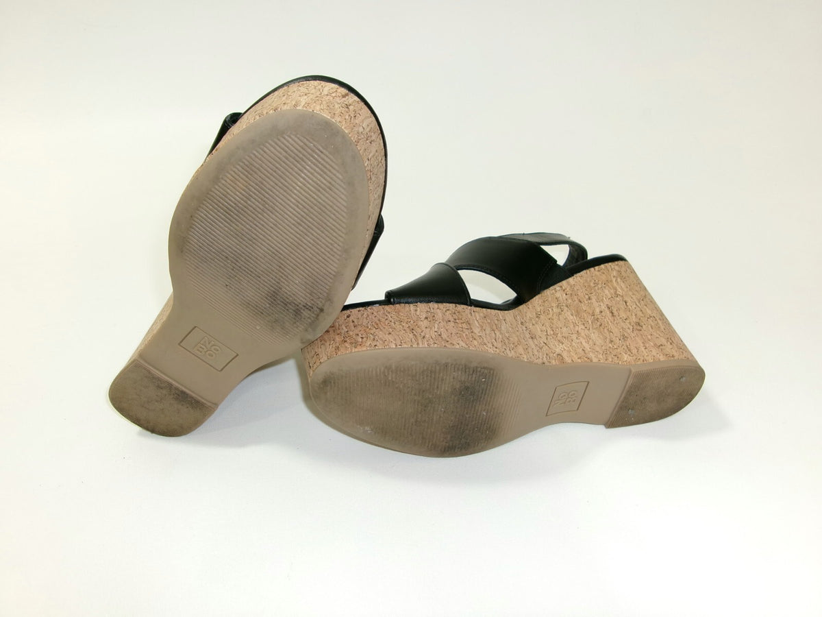 No Boundaries Womems Black Sandals Shoes Size 7 M High Wedge Platform Heels