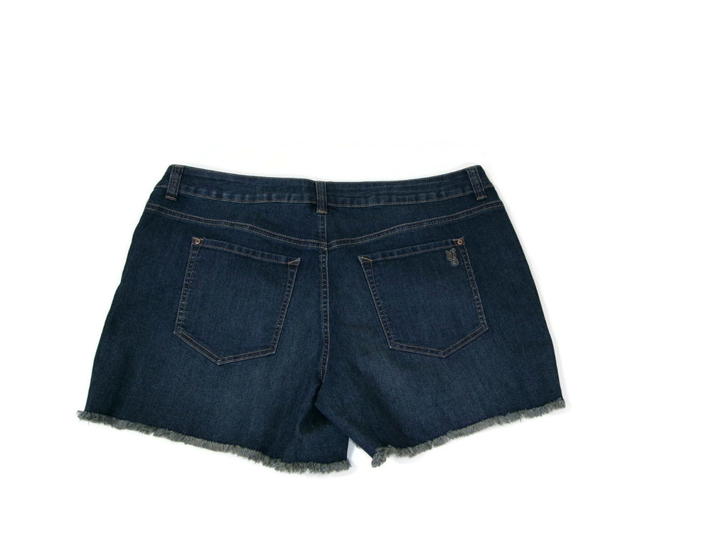 Jessica Simpson Forever Low Rise Distress Fringed Jean shorts Size 18 W 18W New