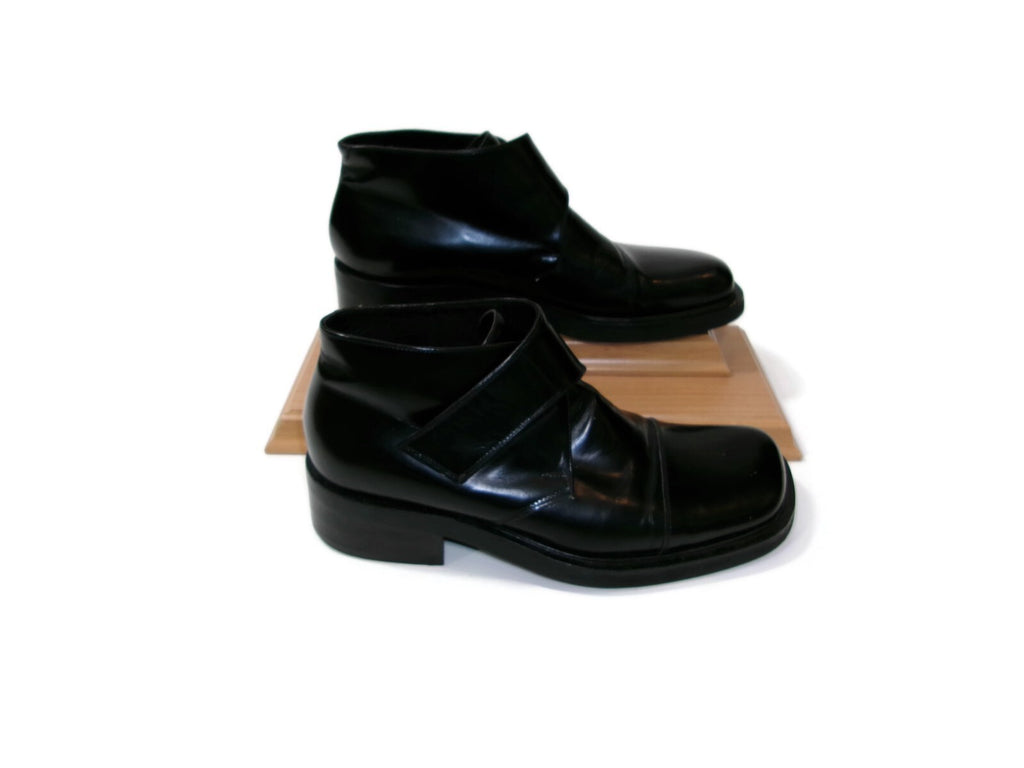 Vintage Paul May Mens Black Leather Chukka Ankle Boots Size 41 EU US 8-8.5