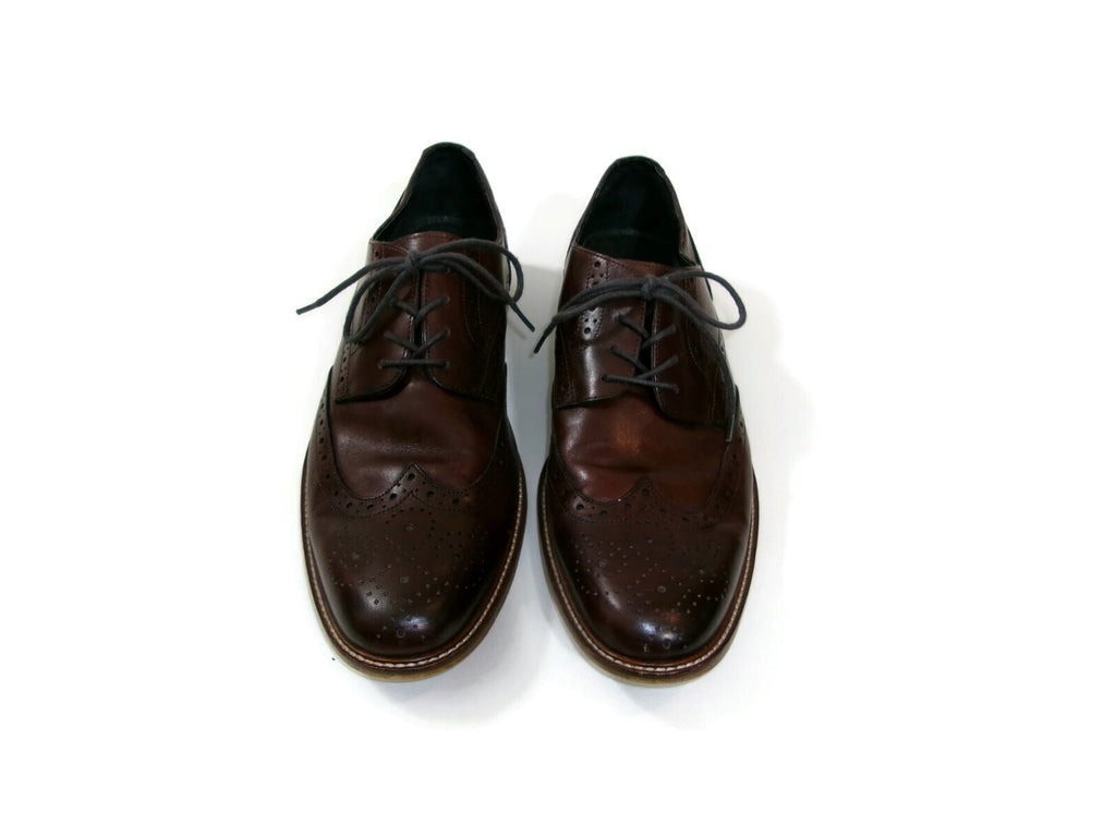 Mens Joseph Abboud Brown Leather Wingtip Derby Dress Shoe Size 12 M
