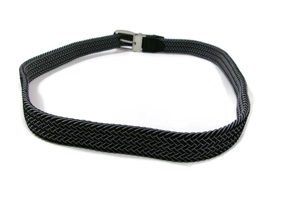 Tommy Bahama Mens Stretch Braided Belt Black Gray Nickel Buckle Size L/ XL 38-42