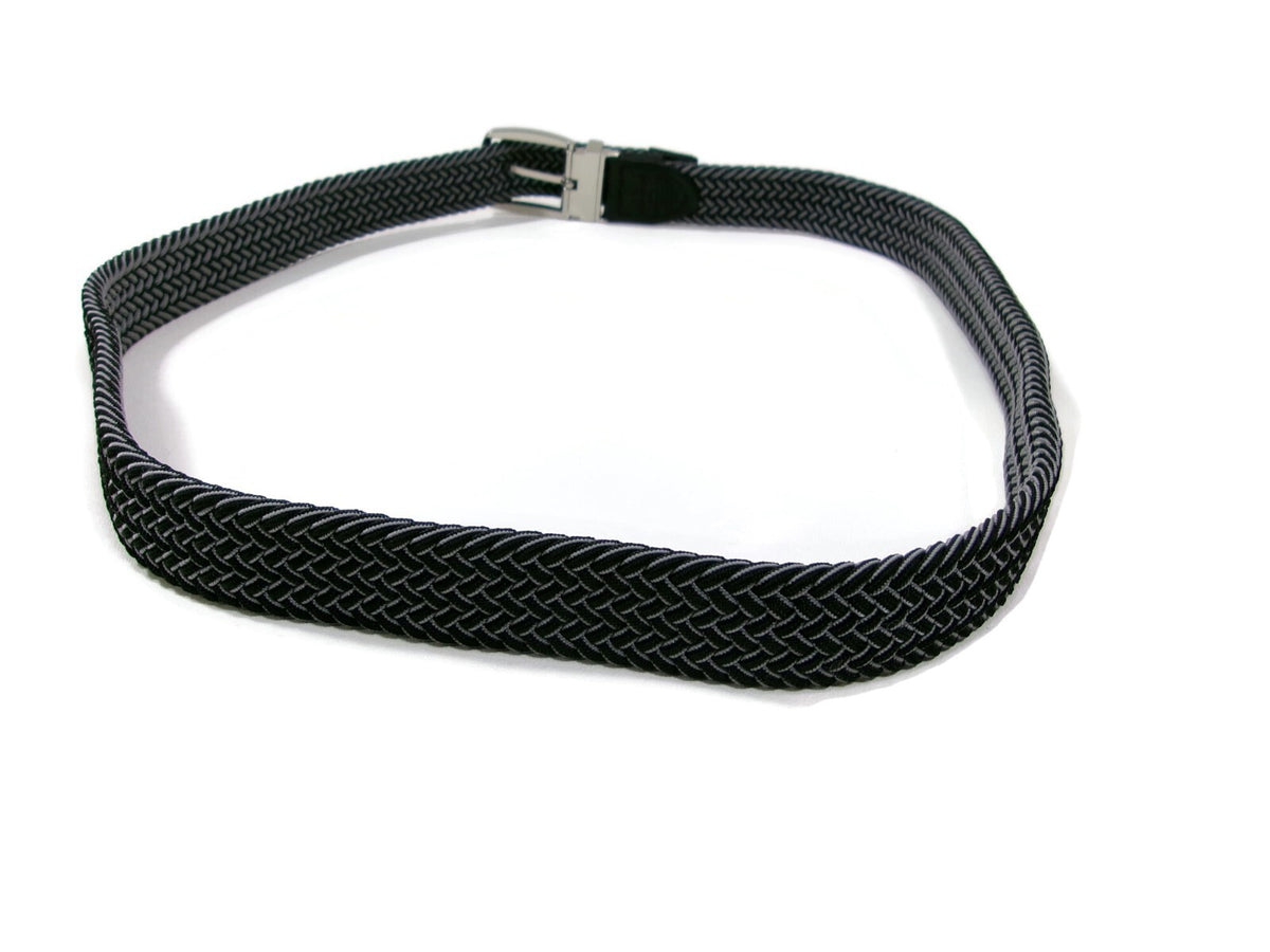 Tommy Bahama Mens Stretch Braided Belt Black Gray Nickel Buckle Size L/ XL 38-42