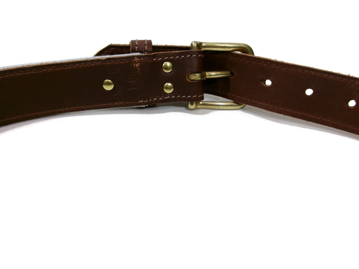 TSG Outfitting Co. Brown Leather &  Skull Covered Canvas Mens Belt Size 34
