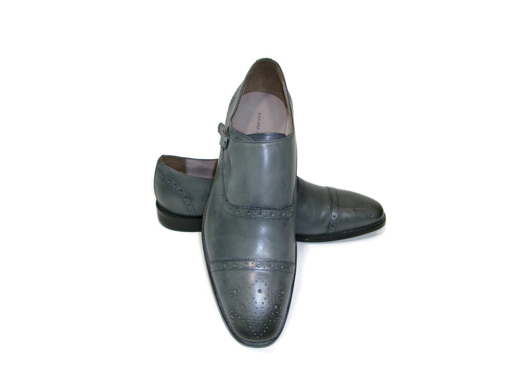 Banana Republic Mens Steel Gray Monk Strap Dress Shoes size 11.5 M Sleek Elegant