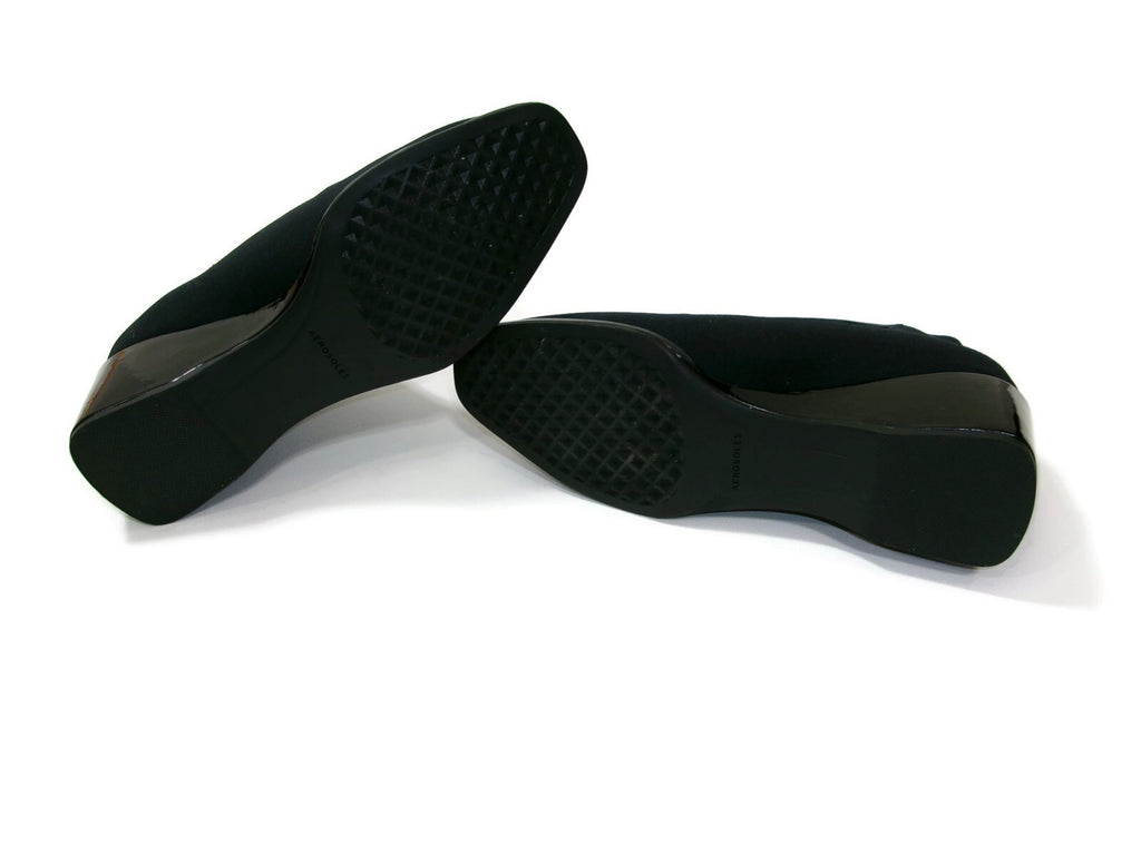 Aerosoles Women's Black Anini Stretch Wedge Booties Size 8 M Pull On Ankle