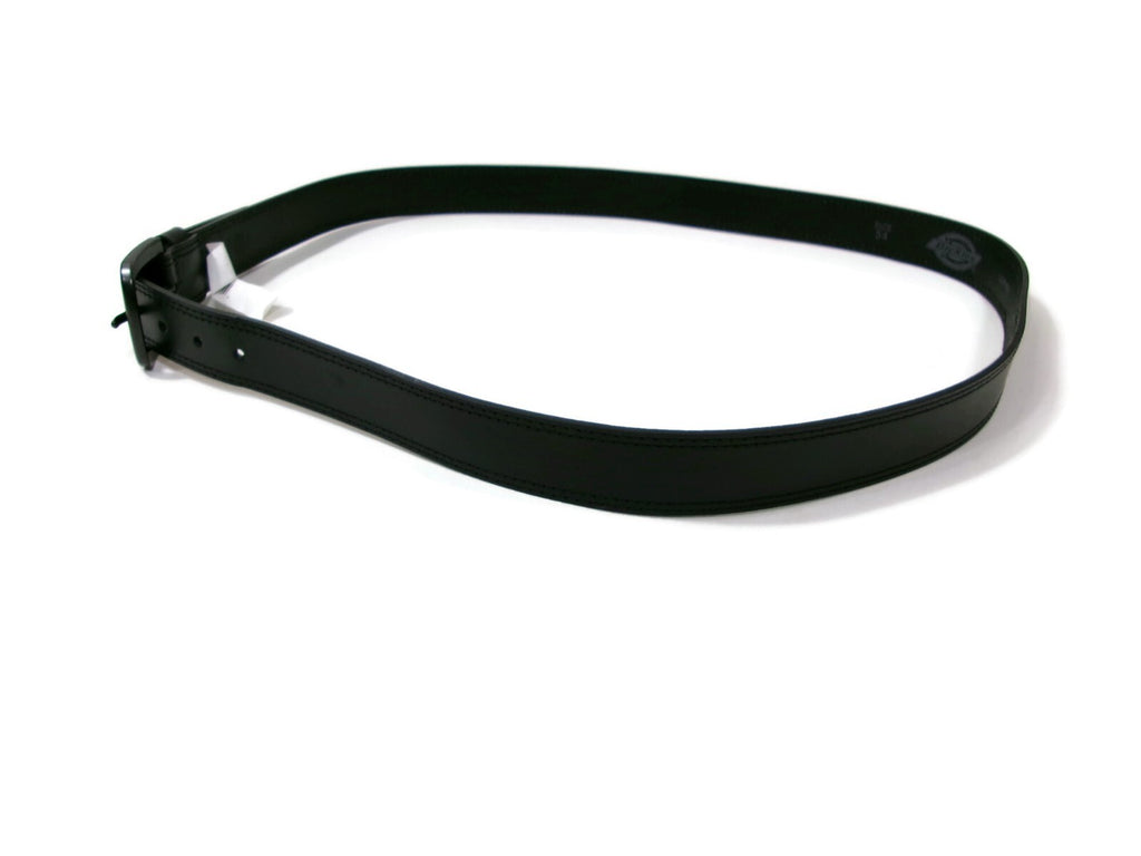 Dickies Mens Black Leather Belt Size 54 Muted Black Metal Buckle Nice 1
