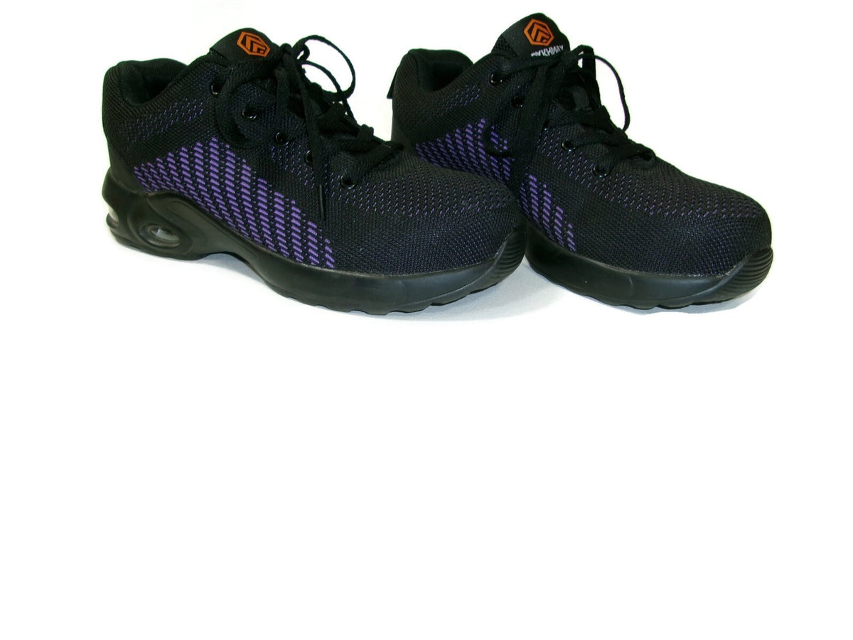Dykhmily Womens Cushion Safety Steel Toe Work Shoes Sneakers Black Purple Size 8