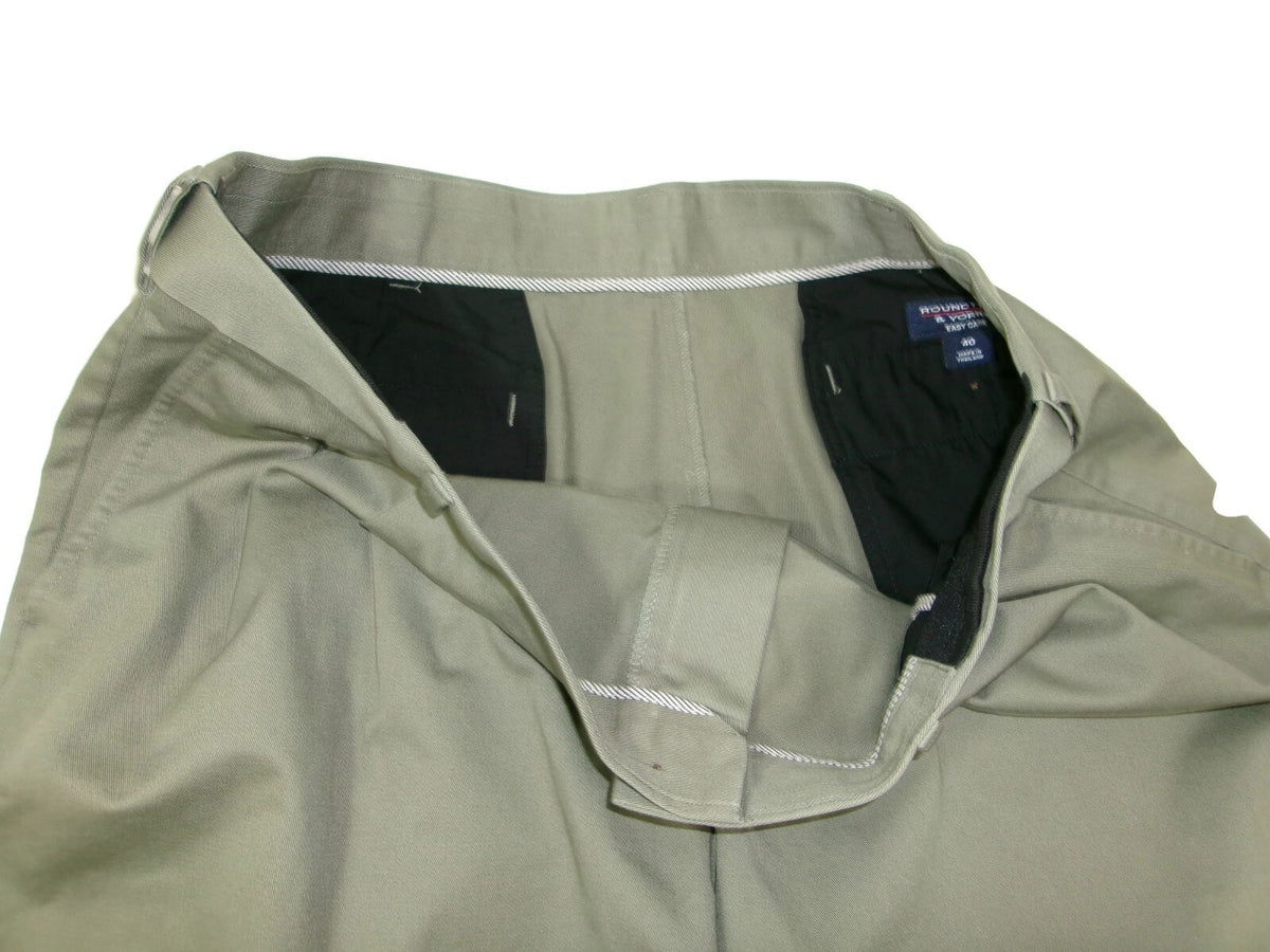 ROUND TREE & YORK Easy Care Mens Olive Green Khaki Chino Shorts Size 40
