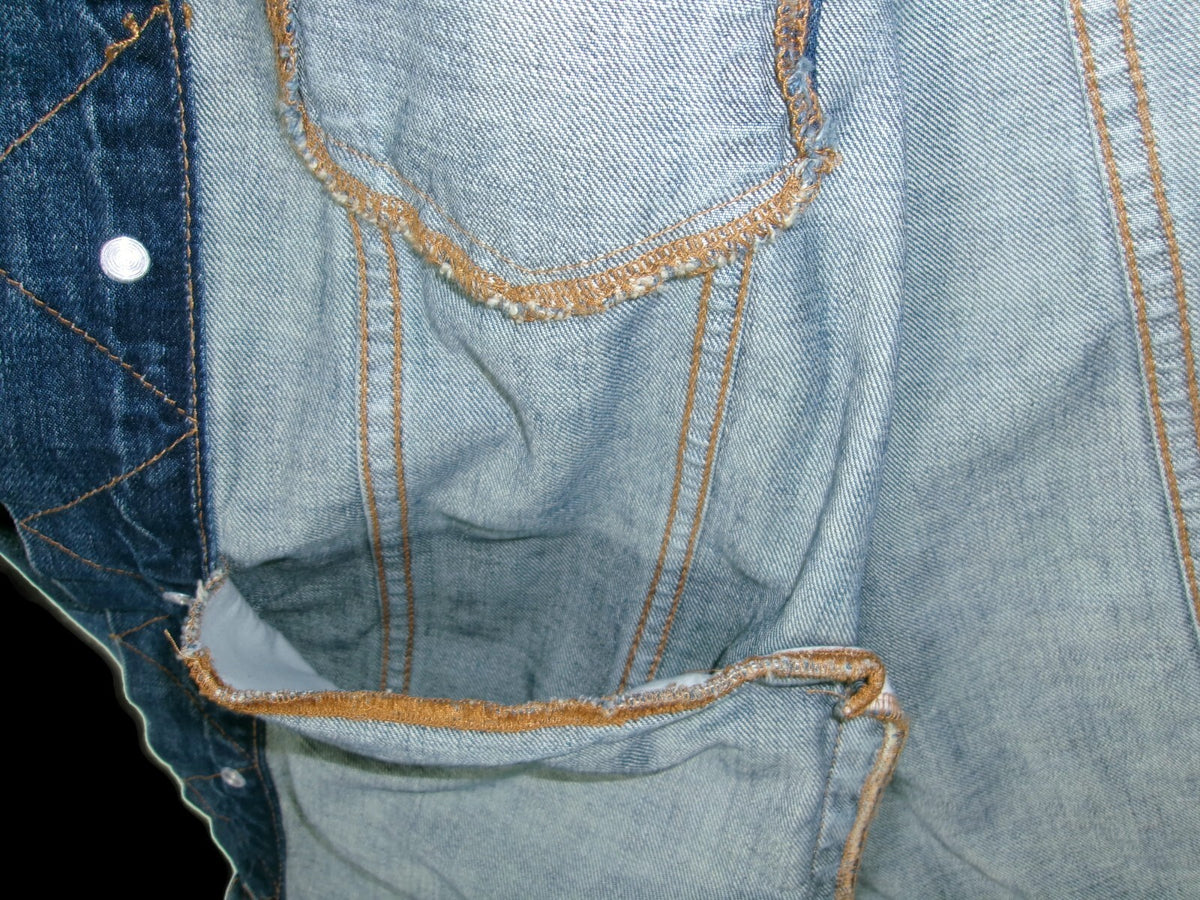 TRUE CRAFT Mens Distressed Relaxed Denim Jean Jacket Size M Medium