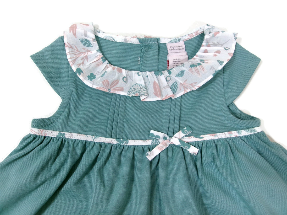CATHERINE MALANDRINO Toddler Cute Girls Mint Green Dress Size 24 M 24M NEW
