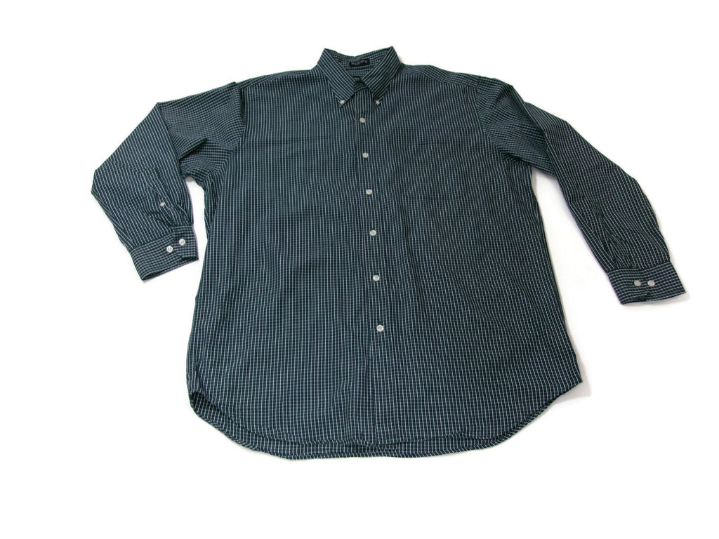 Mens BRITCHES Plaid Shirt Size XL GREEN Black White Button Down Long Sleeve