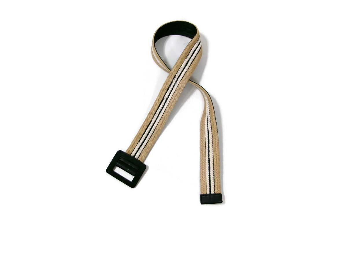 Banana Republic Womens Braided Rafia Style Belt Wheat Black Cream Size S Small