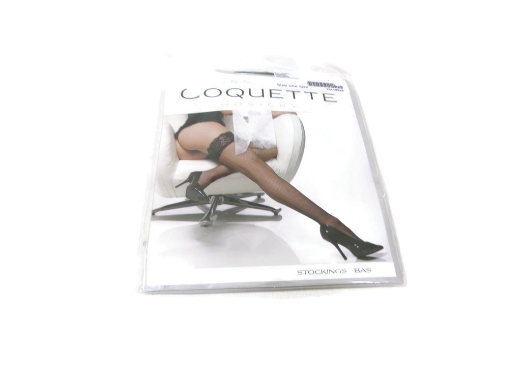 COQUETTE Womens Black Hosiery FishNet Thigh High Stockings One Size  OS