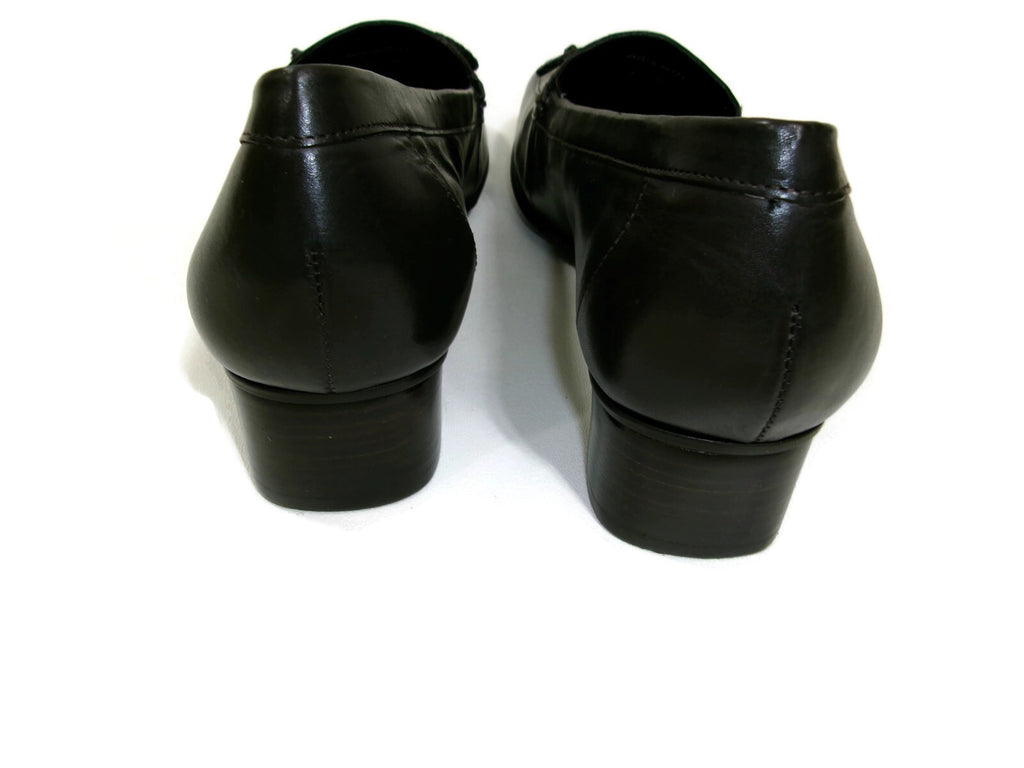 Trotters Womens Dark Brown Leather Low Heels Flats Shoes Size 9 M Braided Bow