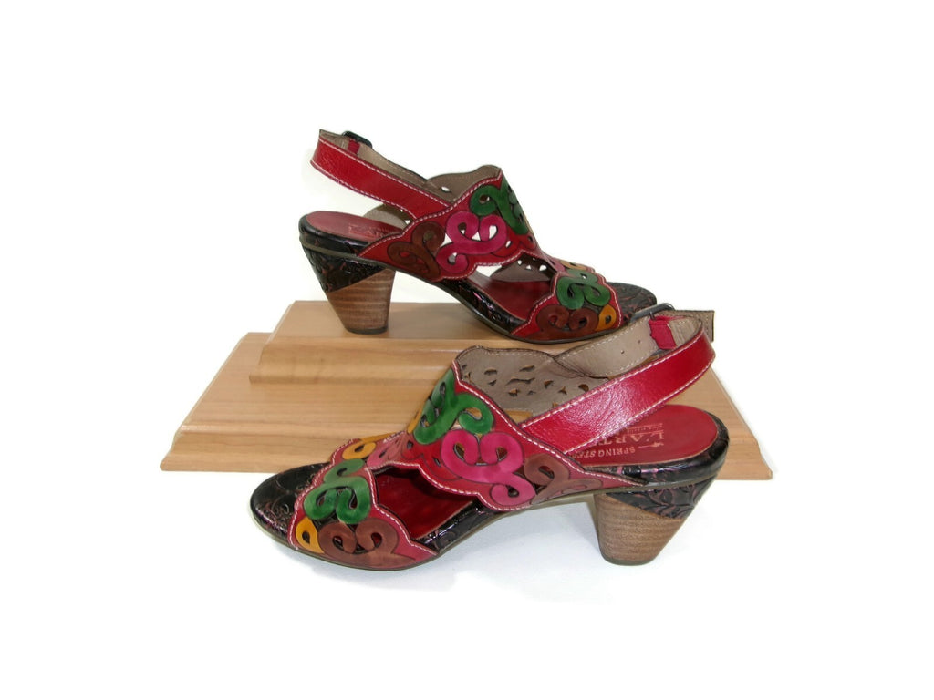 L'Artiste Ketta Spring Step Womens Red Multi  Sandals Shoes size 7.5-8 US EU 38