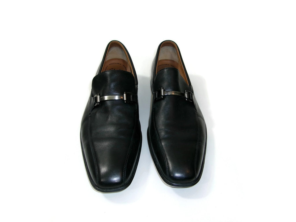 Clarks Mens Black Leather Flexible Lightweight Shoes Size 13 M w/ Silver Buckle