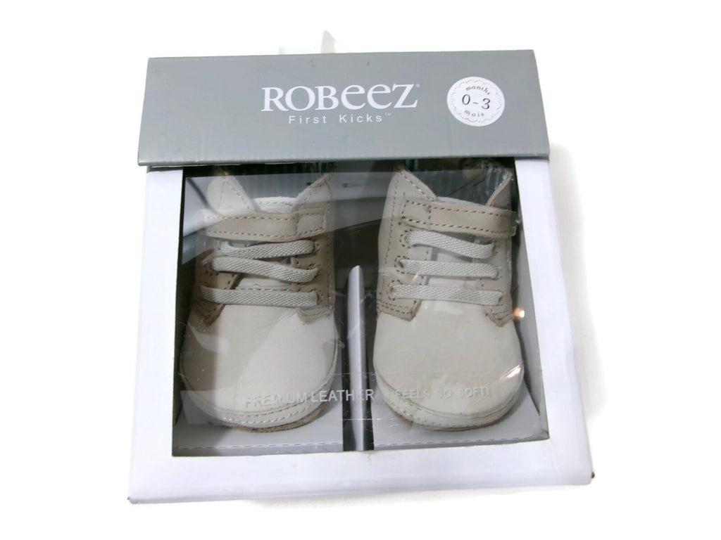 Robeez Infant Baby First Kicks Shoes Size 0-3 Months Elijah Boot 100% Leather