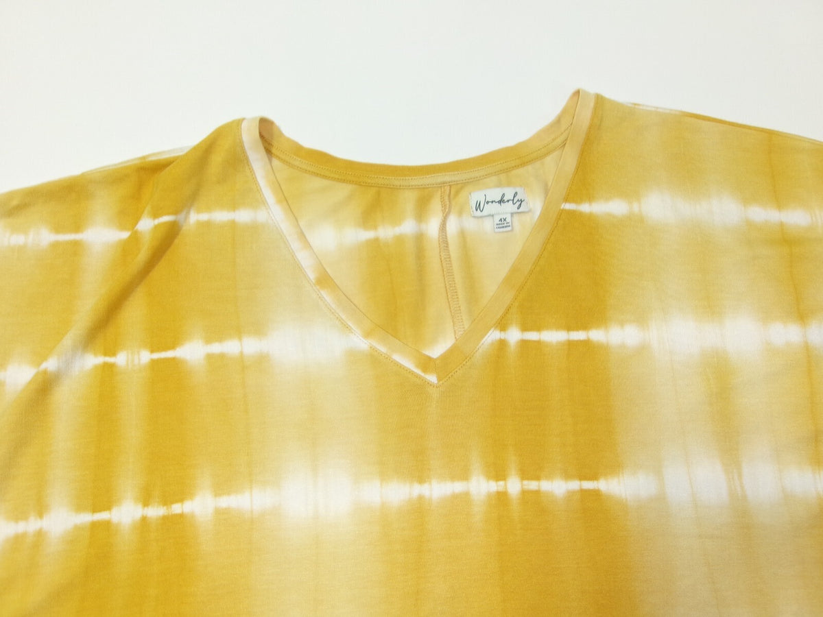 Wonderly Yellow GOLD V neck Comfy Cute Tee Top Womens Plus Size 4X