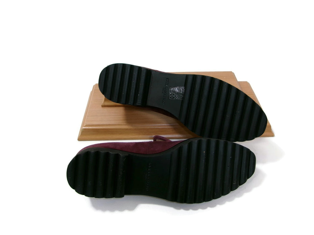 Karl Lagerfeld Paris Womens Plush  Burgundy Suede Loafers Flat Shoes Size 8 M