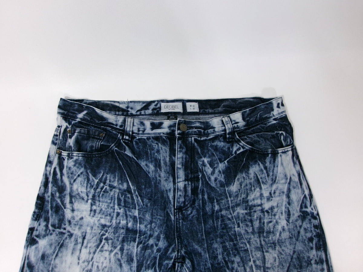 Mens Decibel Jeans Size 42X32 Bleach/Acid Wash Destroyed Relaxed Loose Vintage