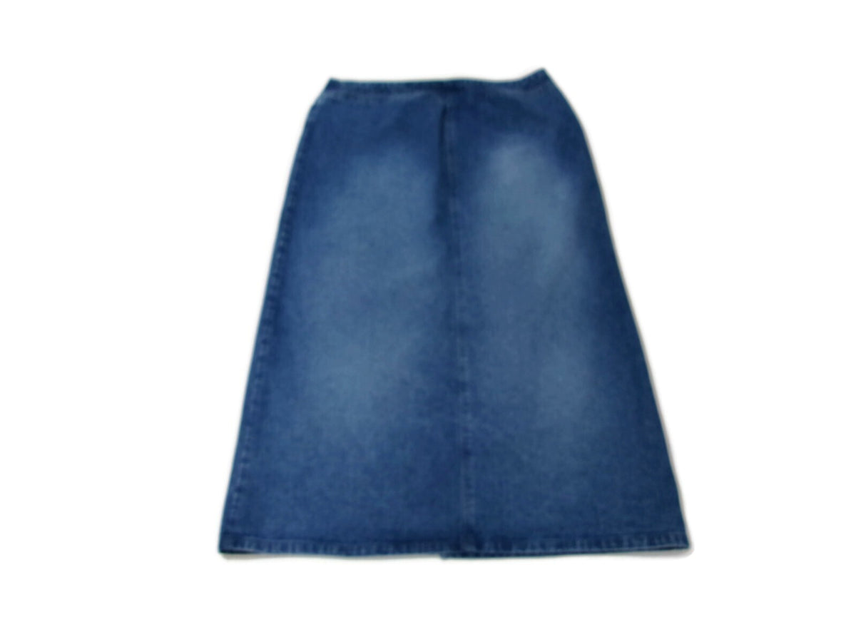 Womens Villager Sport by Liz Claiborne Modest Long  Denim Jean Skirt Size 14