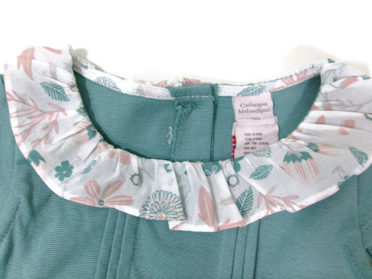 CATHERINE MALANDRINO Toddler Cute Girls Mint Green Dress Size 24 M 24M NEW