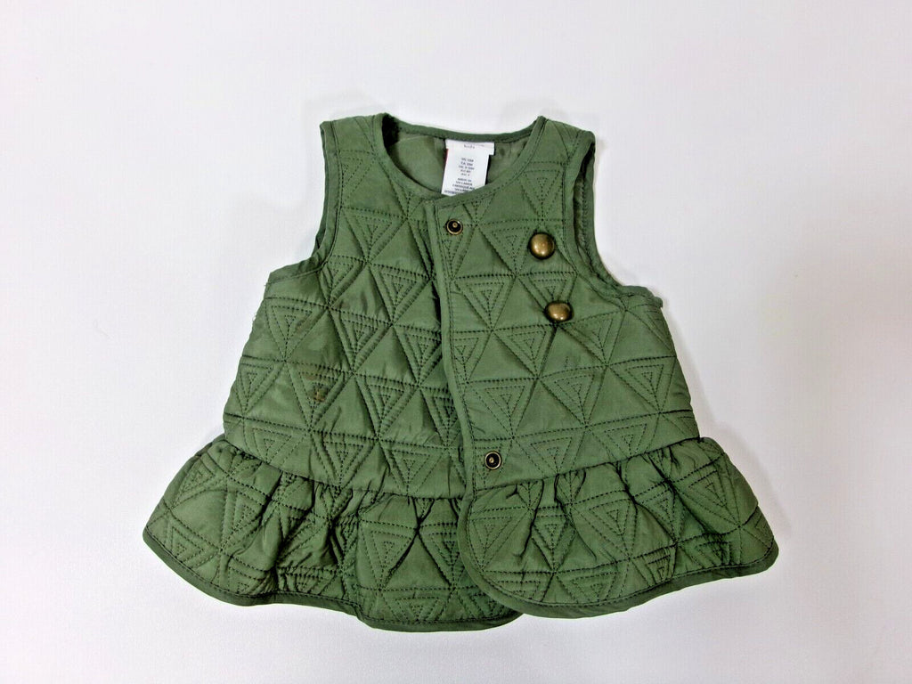Aspen Kids Toddler Girls Quilted Olive Green  Puffer Vest Jacket Size 12 M