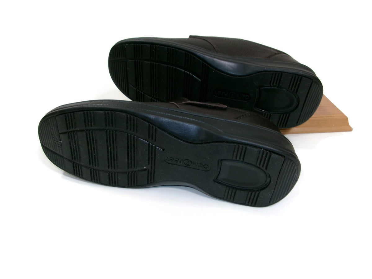 Orthofeet Mens Brown Textured Leather Orthopedic Shoes Size 10 D Slip Ons