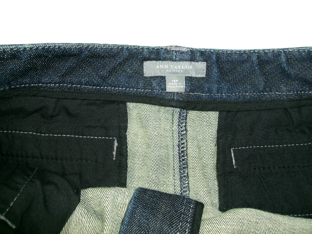 Womens ANN TAYLOR PETITES Distressed Denim Jean Skirt Size 12P 12 Petite