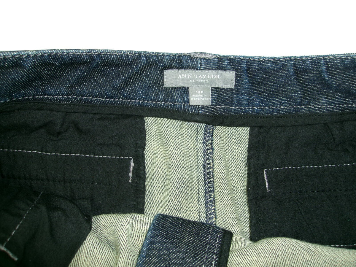 Womens ANN TAYLOR PETITES Distressed Denim Jean Skirt Size 12P 12 Petite